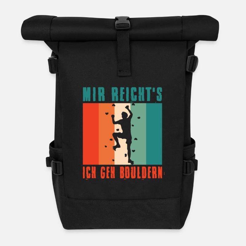 Bouldern Geschenke Klettern Kletterer Boulderer - Rolltop Rucksack - Schwarz