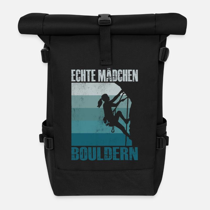 Bouldern Geschenke Klettern Kletterer Boulderer - Rolltop Rucksack - Schwarz