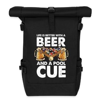 Bière, billard et queue - Sac à dos roll top - noir - Devant