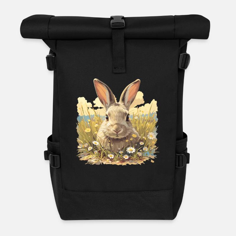 Hasen Hase - Rolltop Rucksack - Schwarz