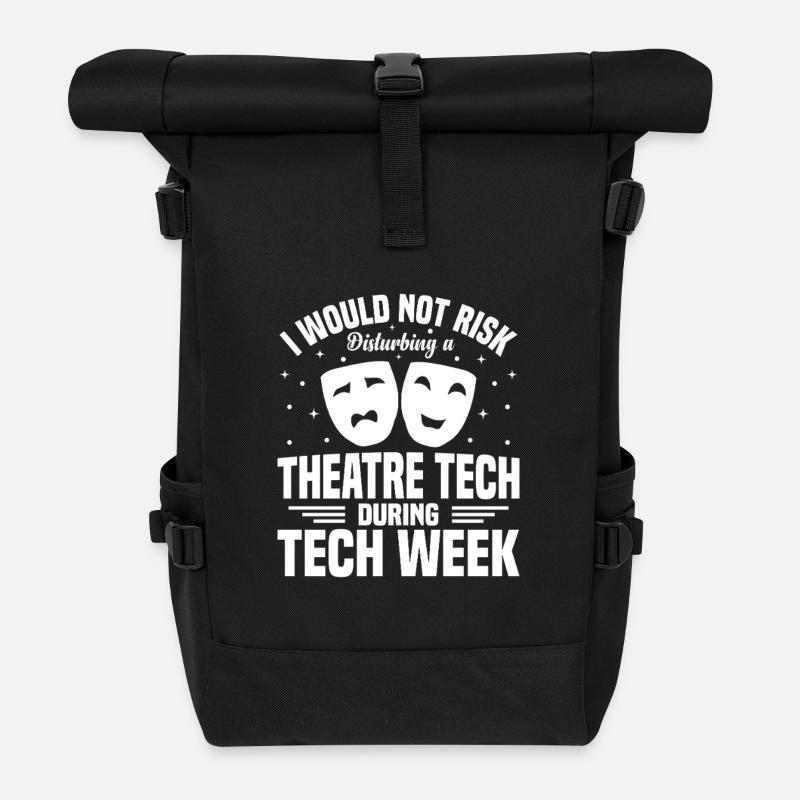 Stage Crew Theatre Technician Lighting Tech - Roll Top Backpack - black