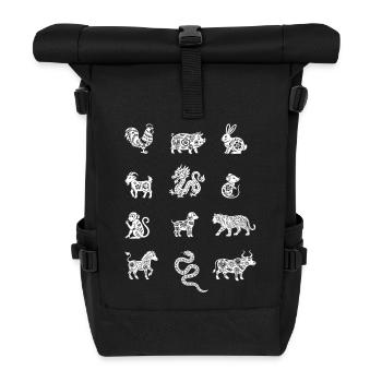 Chinesisches Tierkreis Chinesisches Neujahr Tierzeichen - Rolltop Rucksack - Schwarz - Vorne