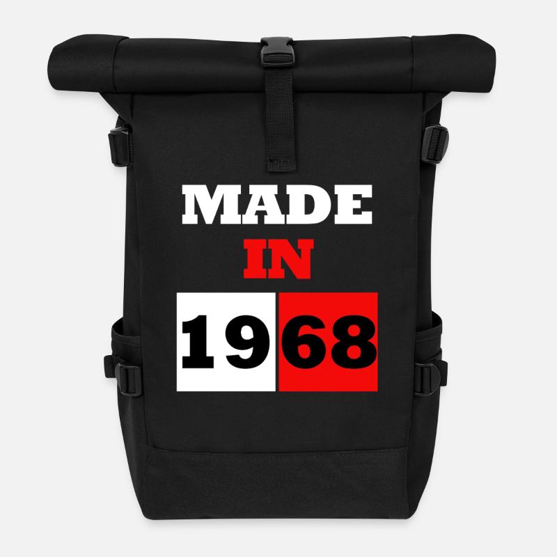 Hergestellt im Geburtstagsjahr 1968 - Rolltop Rucksack - Schwarz
