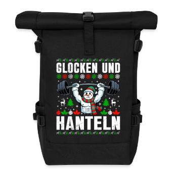 Weihnachten GLOCKEN UND HANTELN Lustiges - Rolltop Rucksack - Schwarz - Vorne