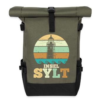 North Sea, Sylt Island, Wadden Sea, Fun - Roll Top Backpack - olive/black - Front