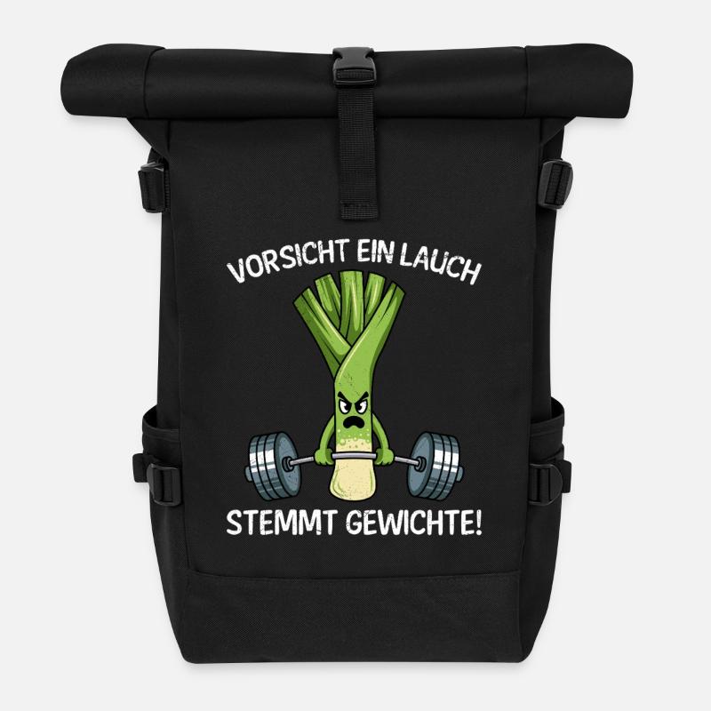 Gewichtheber VORSICHT EIN LAUCH STEMMT GEWICHTE - Rolltop Rucksack - Schwarz