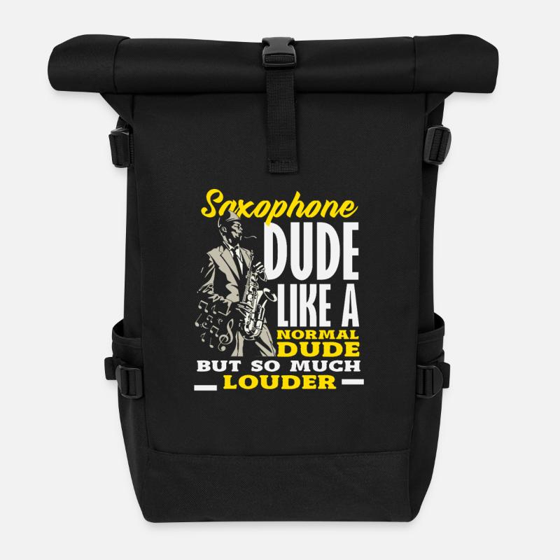 Saxophone Saxophoniste Dude Plus Louder Jazz - Sac à dos roll top - noir