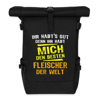 Cadeau de boucher - Sac à dos roll top - noir - Devant