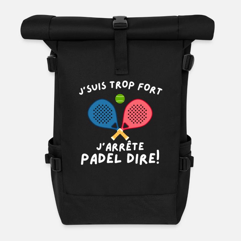 Humorvoller Mann, Padelspieler - Rolltop Rucksack - Schwarz