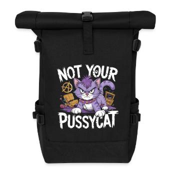 Rebellische Katze mit Punk-Attitüde - Rolltop Rucksack - Schwarz - Vorne