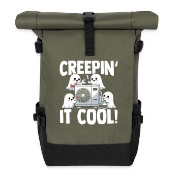 Gruseliger HVAC Geist Geschenk Klima Techniker - Rolltop Rucksack - Olive/Schwarz - Vorne