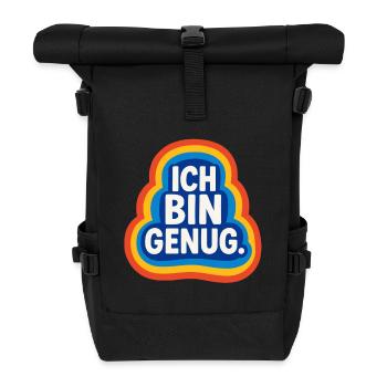 ich bin genug, selbstliebe retro design - Rolltop Rucksack - Schwarz - Vorne
