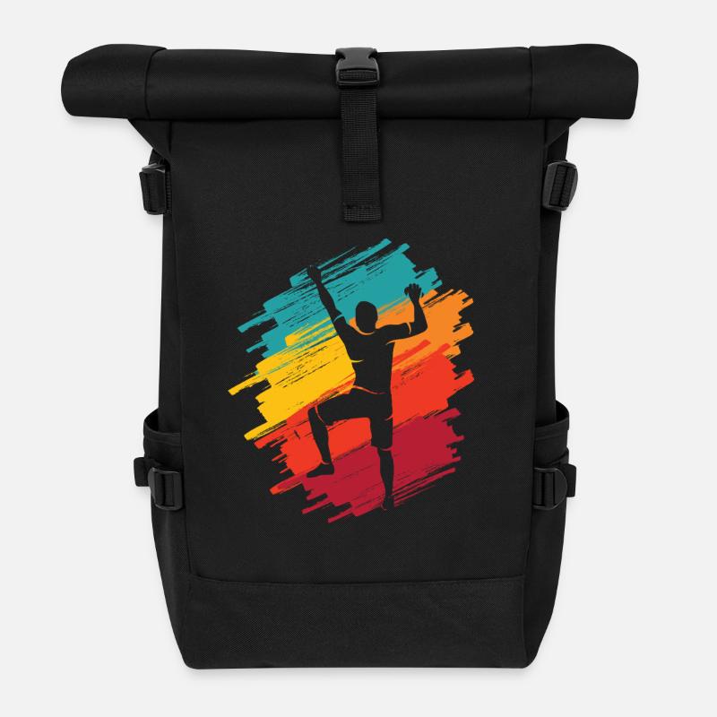 Klettern Berge Retro Kletterer Bouldern - Rolltop Rucksack - Schwarz