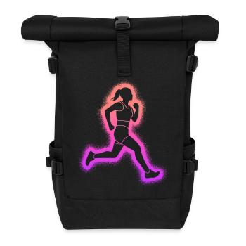 Running Jogging Women Kids Girls Runner - Roll Top Backpack - black - Front