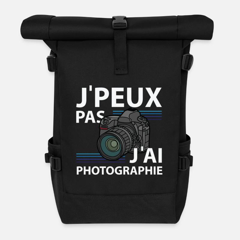 Ich kann nicht, ich fotografiere - Rolltop Rucksack - Schwarz