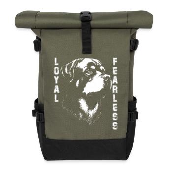 Loyal Rottweiler Dog - Roll Top Backpack - olive/black - Front