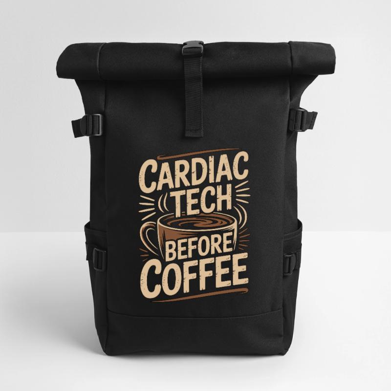 Cardiac Tech Before Coffee Echo Tech Coffee Lover Rolltop Rucksack