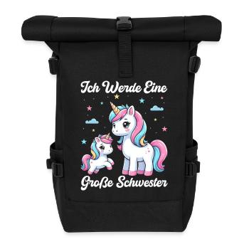 Big Sister Unicorn Lover Older Babe - Roll Top Backpack - black - Front