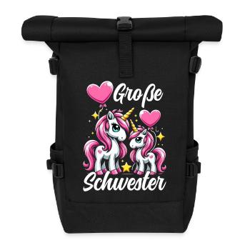 Big Sister Unicorn Lover Older Babe - Roll Top Backpack - black - Front