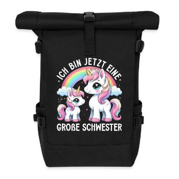 Big Sister Unicorn Lover Older Babe - Roll Top Backpack - black - Front