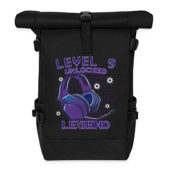 Level 9 Unlocked Kopfhörer Neon - Rolltop Rucksack - Schwarz - Vorne