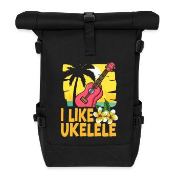 Hawaiian Ukulele Uke I Like - Roll Top Backpack - black - Front