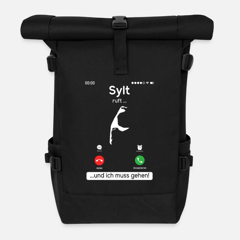 SYLT RUFT UND ICH MUSS GEHEN Sylter Lustiges - Rolltop Rucksack - Schwarz