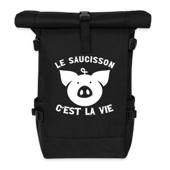 Le Saucisson C'est La Vie - Humour Apéro Barbecue - Sac à dos roll top - noir - Devant