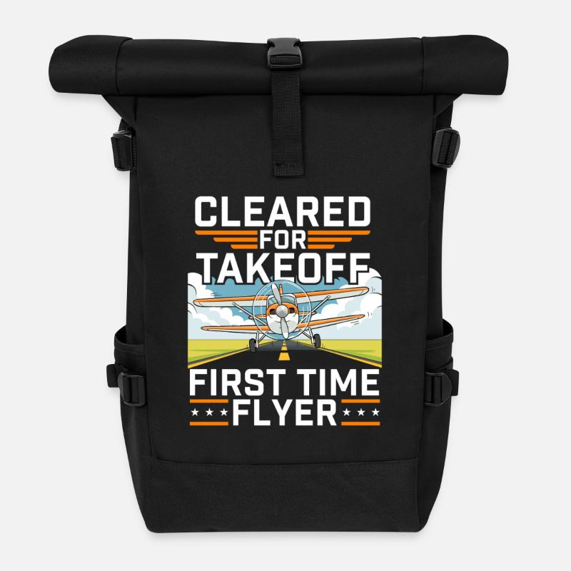 Startfreigabe als Erstflieger - Rolltop Rucksack - Schwarz