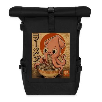 Ramen-Oktopus Cartoon in Sepia - Rolltop Rucksack - Schwarz - Vorne