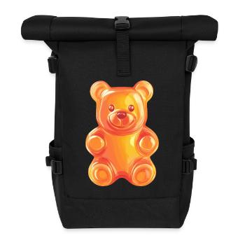 Gummibär Neonorange Illustration - Rolltop Rucksack - Schwarz - Vorne