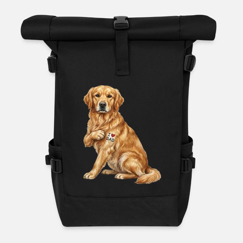 Goldener Papa-Herz-Retriever - Rolltop Rucksack - Schwarz