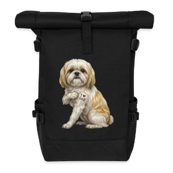 I Love Dad Dog Portrait Tee - Roll Top Backpack - black - Front