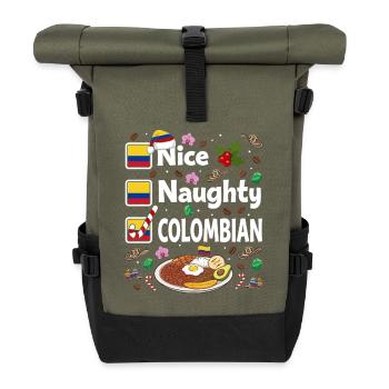 Nice naughty Colombian Weihnachten - Rolltop Rucksack - Olive/Schwarz - Vorne