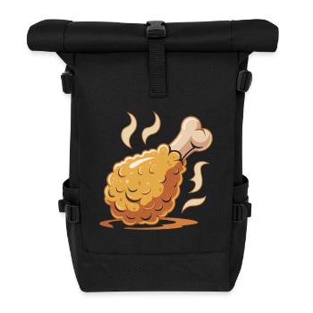 Knuspriges Hähnchenbein Cartoon - Rolltop Rucksack - Schwarz - Vorne