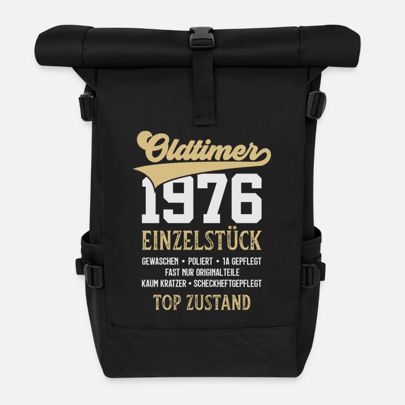 OLDTIMER 1976 EINZELSTÜCK 50. GEBURTSTAG - Rolltop Rucksack - Schwarz