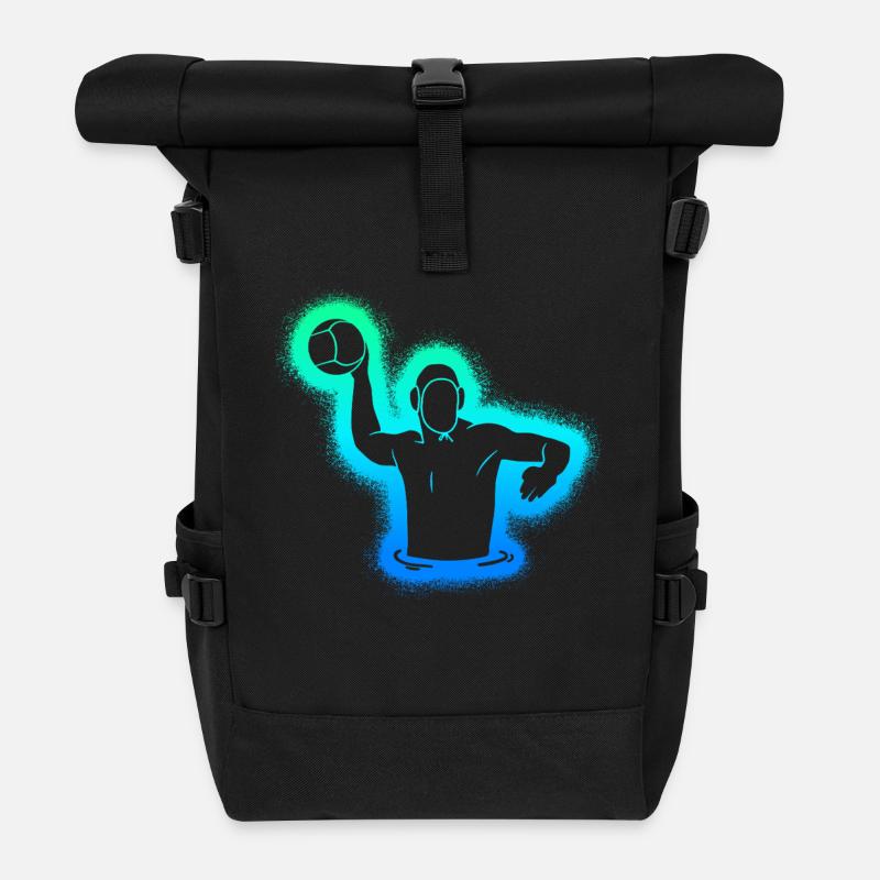 Wasserball Kinder Jungen Herren Wasserballer - Rolltop Rucksack - Schwarz