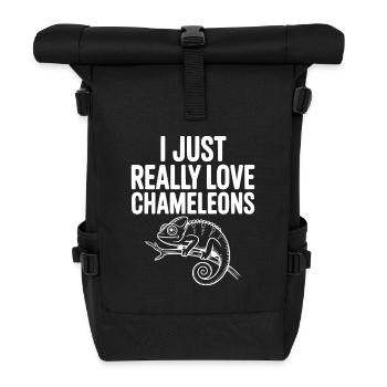 Ich liebe Chamäleons einfach. - Rolltop Rucksack - Schwarz - Vorne