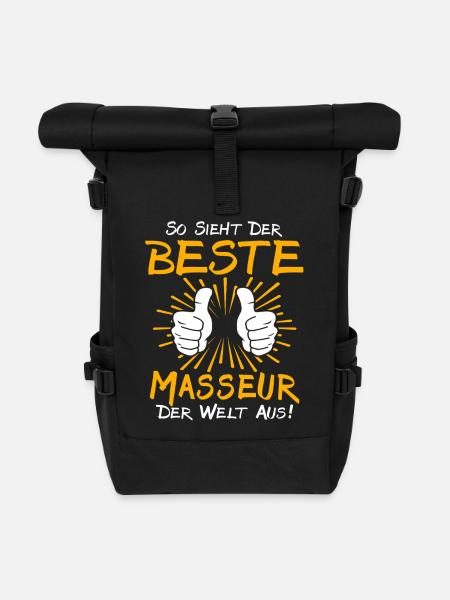 Masseur Geschenkidee - Rolltop Rucksack - Schwarz