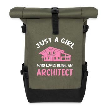 Just a Girl Architect - Rolltop Rucksack - Olive/Schwarz - Vorne
