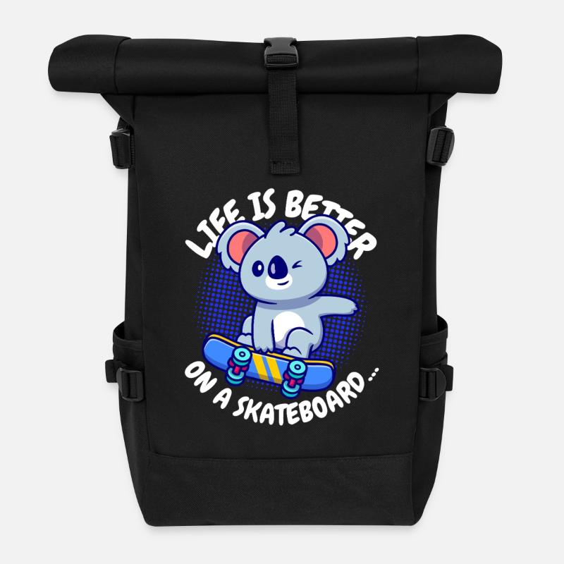 Koala Skateboard Joie de vivre - Roll Top Backpack - black