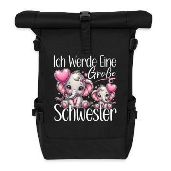 Big Sister Elephants Older Sibling - Roll Top Backpack - black - Front