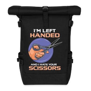 Graphique drôle de ciseaux gauchers pour gaucher - Sac à dos roll top - noir - Devant