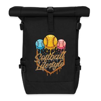 Softball Lifestyle Passion Pride Energy for Player - Roll Top Backpack - black - Front