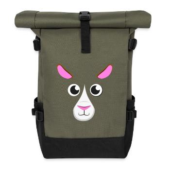 Cute Cartoon Guinea Pig Face Simple Minimalist Pet - Roll Top Backpack - olive/black - Front