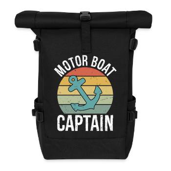 Motor Boat Captain Funny Pontoon Boating Motor - Rolltop Rucksack - Schwarz - Vorne