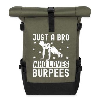 Gym Junkies Bro Who Loves Burpees Calisthenics - Rolltop Rucksack - Olive/Schwarz - Vorne
