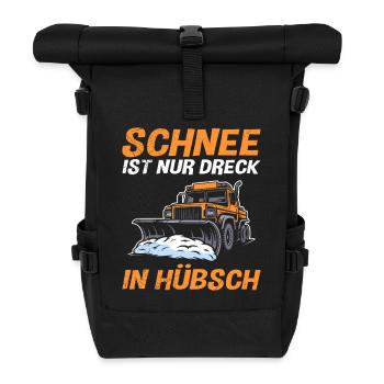 Schneeräumer SCHNEE IST NUR DRECK IN HÜBSCH - Rolltop Rucksack - Schwarz - Vorne
