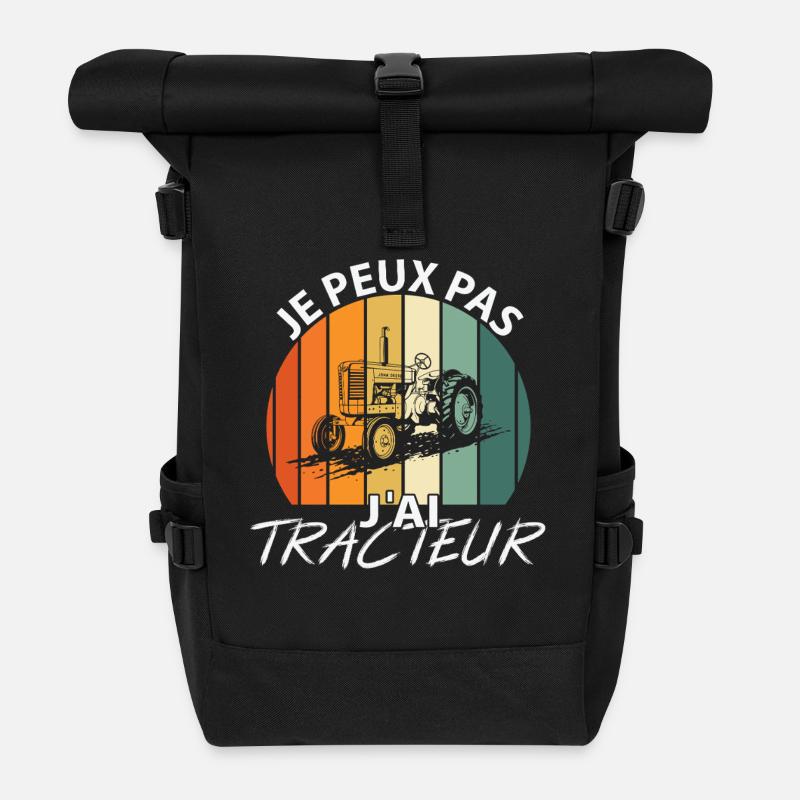 Ich kann nicht, ich habe einen Traktor - Rolltop Rucksack - Schwarz
