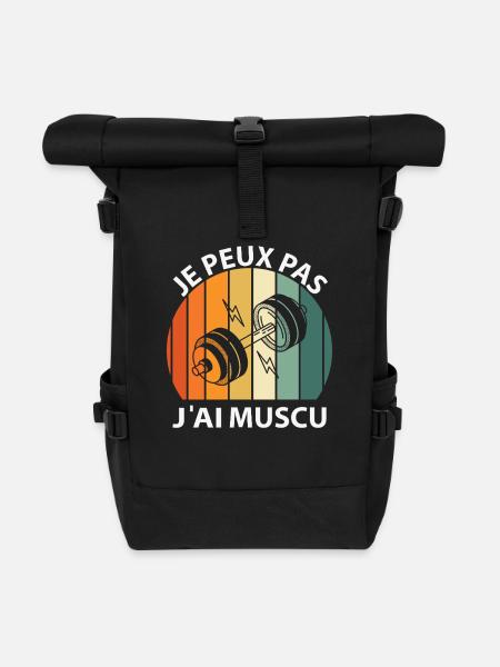 Je peux pas J'ai Musculation - Sac à dos roll top - noir